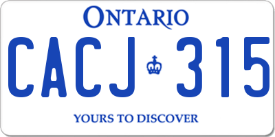 ON license plate CACJ315