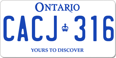 ON license plate CACJ316