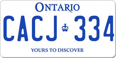 ON license plate CACJ334