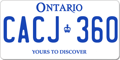 ON license plate CACJ360