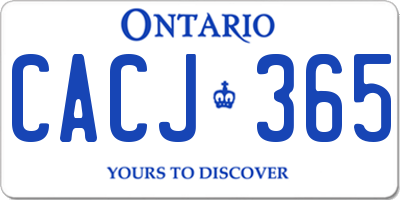 ON license plate CACJ365