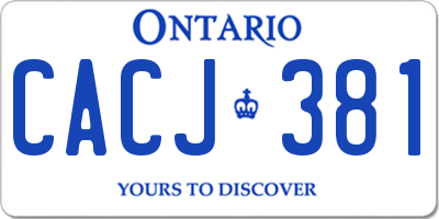 ON license plate CACJ381