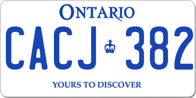 ON license plate CACJ382