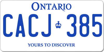 ON license plate CACJ385