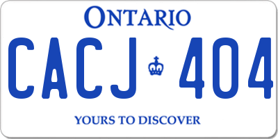 ON license plate CACJ404