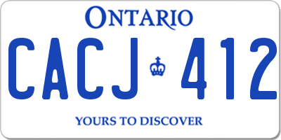 ON license plate CACJ412