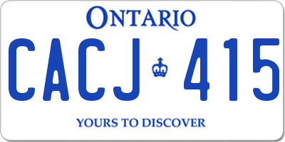 ON license plate CACJ415