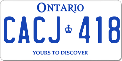 ON license plate CACJ418