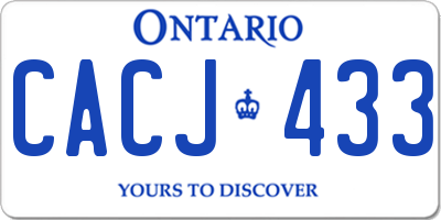 ON license plate CACJ433