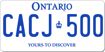 ON license plate CACJ500