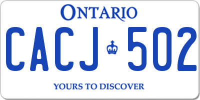 ON license plate CACJ502