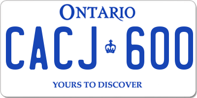 ON license plate CACJ600