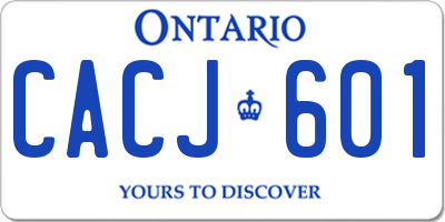 ON license plate CACJ601