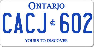 ON license plate CACJ602