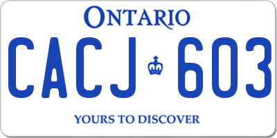 ON license plate CACJ603