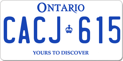 ON license plate CACJ615