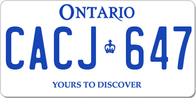 ON license plate CACJ647