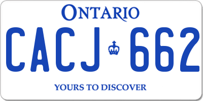 ON license plate CACJ662