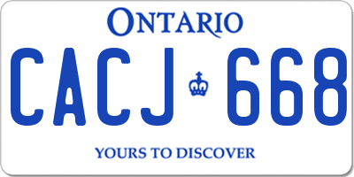 ON license plate CACJ668