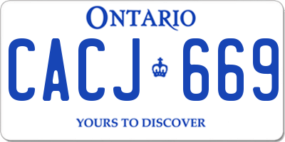 ON license plate CACJ669