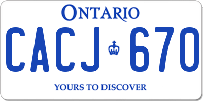 ON license plate CACJ670