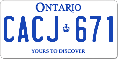 ON license plate CACJ671