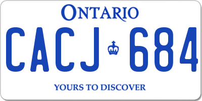 ON license plate CACJ684