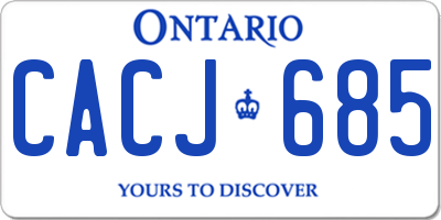 ON license plate CACJ685