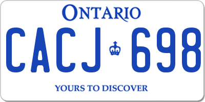 ON license plate CACJ698