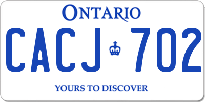 ON license plate CACJ702