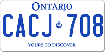 ON license plate CACJ708