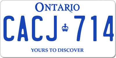 ON license plate CACJ714