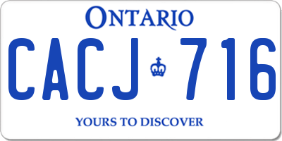 ON license plate CACJ716