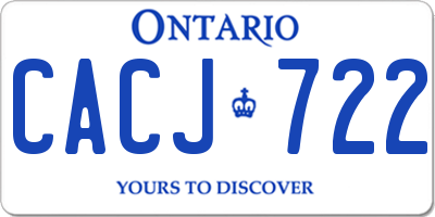 ON license plate CACJ722