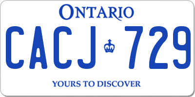 ON license plate CACJ729