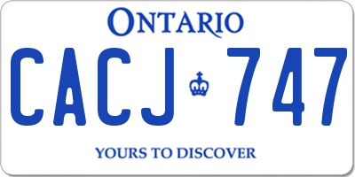 ON license plate CACJ747