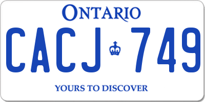 ON license plate CACJ749