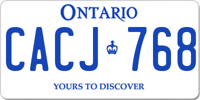 ON license plate CACJ768