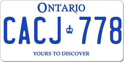 ON license plate CACJ778