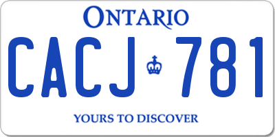 ON license plate CACJ781