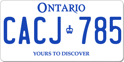 ON license plate CACJ785