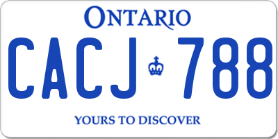 ON license plate CACJ788