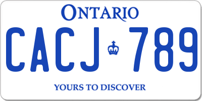 ON license plate CACJ789