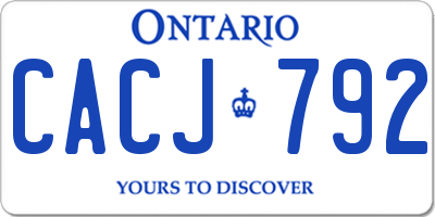 ON license plate CACJ792