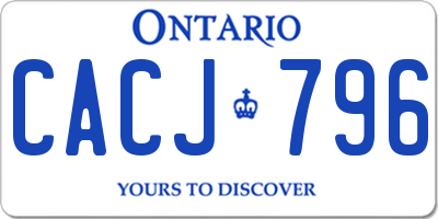 ON license plate CACJ796