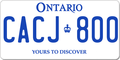 ON license plate CACJ800