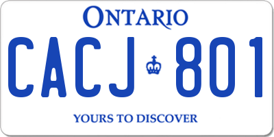 ON license plate CACJ801