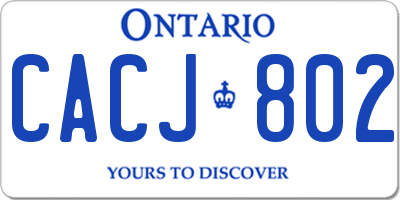 ON license plate CACJ802