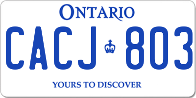 ON license plate CACJ803