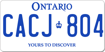 ON license plate CACJ804